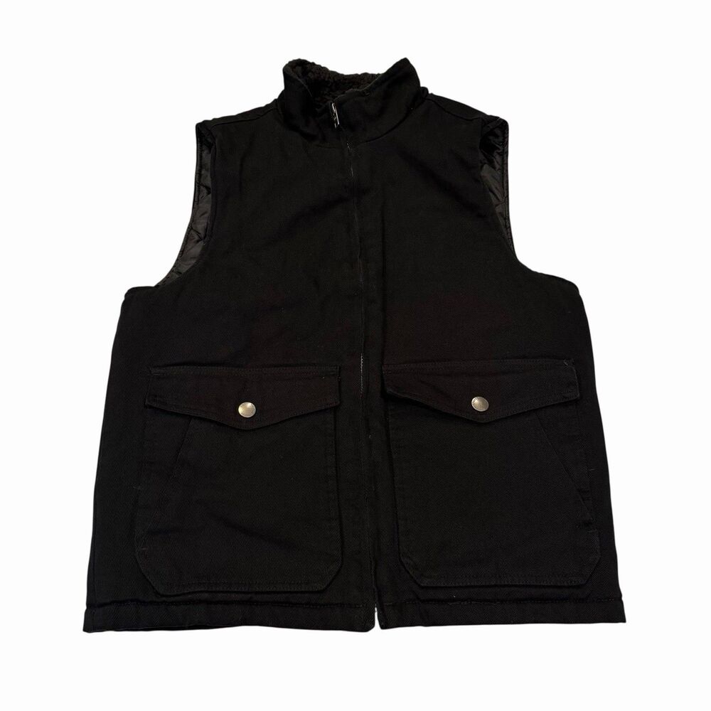 Weatherproof Vest Men’s Quilted Lined Canvas Sleeveless Small Black Sherpa Small